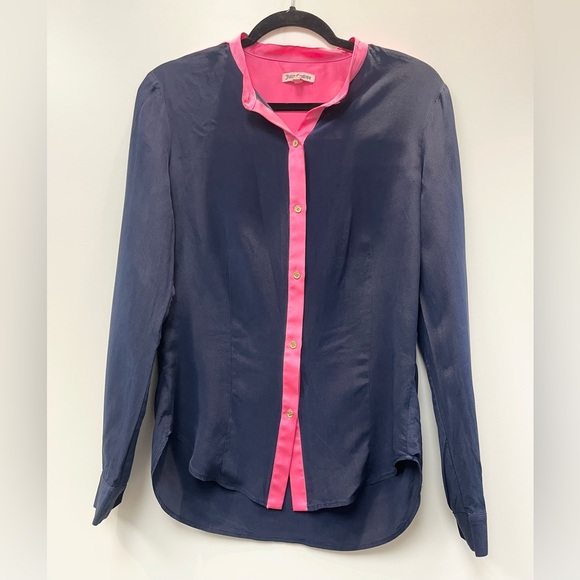 Juicy Couture Navy and Pink Button Down Shirt - Picture 1 of 2